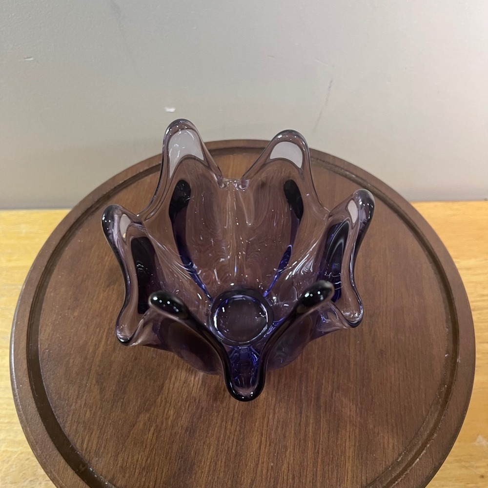 Vtg Viking Thistle Amethyst Purple Swung Glass Bowl Mid Century Modern MCM 5.5"‎ - Picture 3 of 9